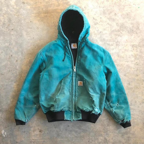 Carhartt Other - Carhartt Vintage Rare Teal Color Distressed Workwear Coat Jacket Medium